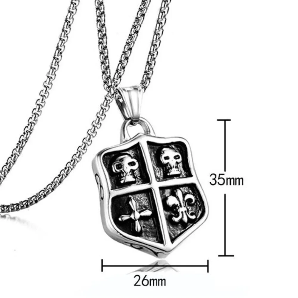 ❤️Stainless steel punk skull pendant necklace for women/men, N90201P181